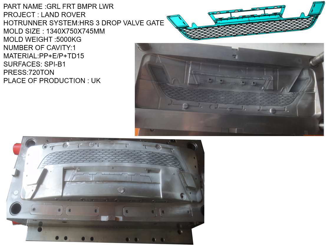 LAND ROVER GRILL FRT BMPR LWR MOLD